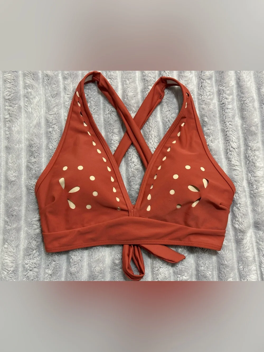 Crimson Cutout Crossback Bikini Top - Women Swim